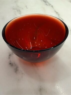 Orrefors Kosta Boda Vintage Deep Red Glass Bowl